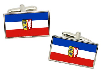Schleswig-Holstein (Germany) Flag Cufflinks in Chrome Box