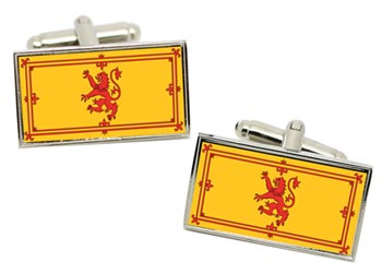 Scottish Lion Flag Cufflinks in Chrome Box