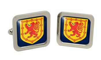 Scottish Lion Square Cufflinks in Chrome Box