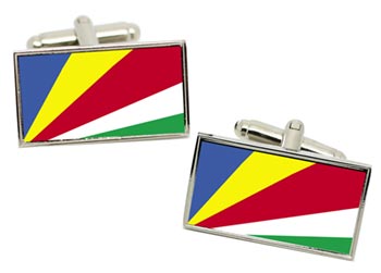 Seychelles Flag Cufflinks in Chrome Box