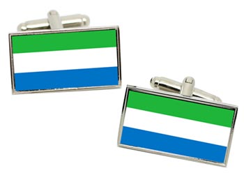 Sierra Leone Flag Cufflinks in Chrome Box