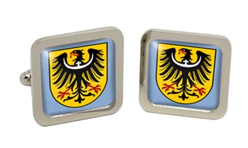 Silesia (Germany) Square Cufflinks in Chrome Box