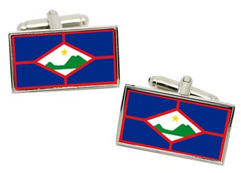 Sint Eustatius (Netherlands) Flag Cufflinks in Chrome Box