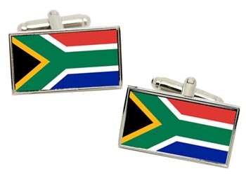 South Africa Flag Cufflinks in Chrome Box