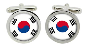 South Korea Crest Cufflinks in Chrome Box