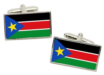 South Sudan Flag Cufflinks in Chrome Box
