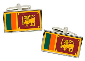 Sri Lanka Flag Cufflinks in Chrome Box