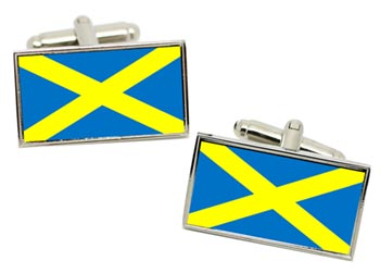 Saint Alban's cross Mercia Flag Cufflinks in Chrome Box