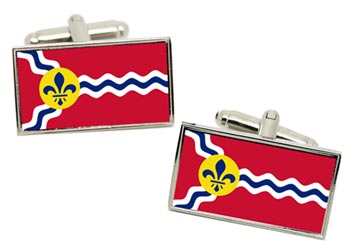 St. Louis MO (USA) Flag Cufflinks in Chrome Box