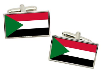 Sudan Flag Cufflinks in Chrome Box
