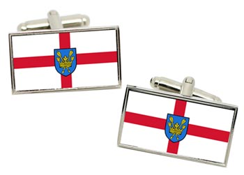 Suffolk (England) Flag Cufflinks in Chrome Box