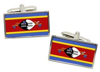 Swaziland Flag Cufflinks in Chrome Box