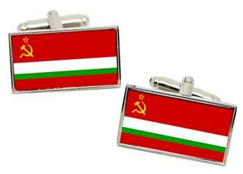 Tajik Soviet Flag Cufflinks in Chrome Box