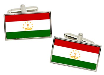 Tajikistan Flag Cufflinks in Chrome Box