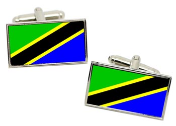 Tanzania Flag Cufflinks in Chrome Box