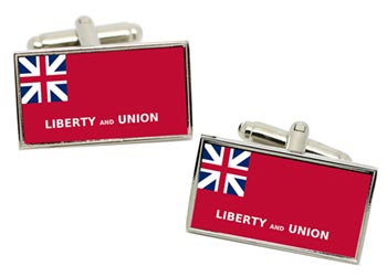 Taunton MA (USA) Flag Cufflinks in Chrome Box