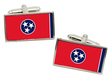 Tennessee USA Flag Cufflinks in Chrome Box