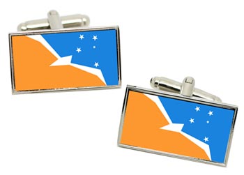 Tierra del Fuego, Argentina Flag Cufflinks in Chrome Box