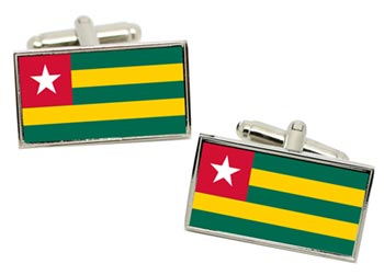 Togo Flag Cufflinks in Chrome Box