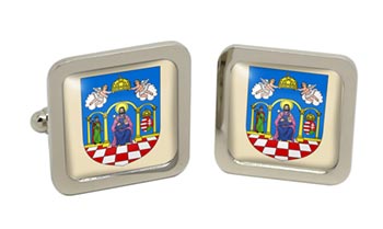 Tolna (Hungary) Square Cufflinks in Chrome Box
