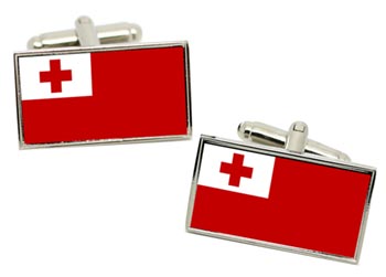 Tonga Flag Cufflinks in Chrome Box