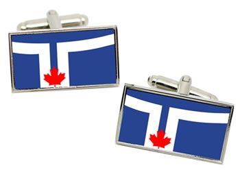Toronto (Canada) Flag Cufflinks in Chrome Box