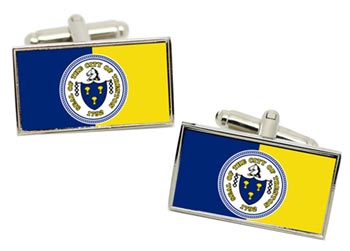 Trenton NJ (USA) Flag Cufflinks in Chrome Box