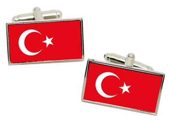 Turkey Flag Cufflinks in Chrome Box