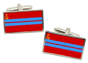 Turkmen Soviet Flag Cufflinks in Chrome Box