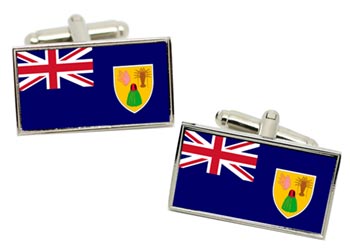 Turks and Caicos Islands Flag Cufflinks in Chrome Box