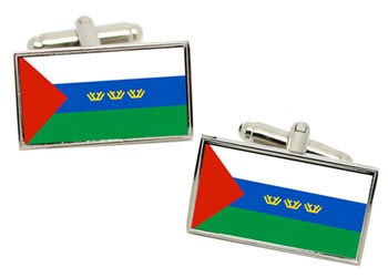 Tyumen Oblast (Russia) Flag Cufflinks in Chrome Box