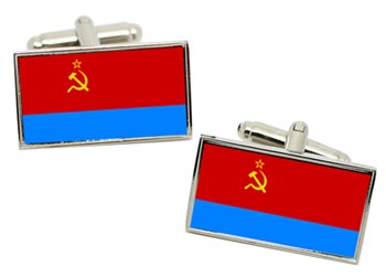 Ukrainian Soviet Flag Cufflinks in Chrome Box