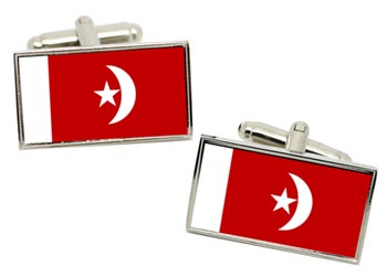 Umm al-Quwain UAE Flag Cufflinks in Chrome Box