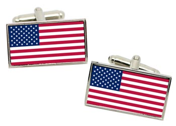 United States Flag Cufflinks in Chrome Box