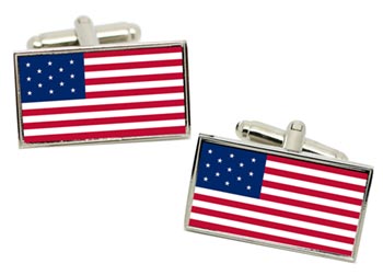 United States Flag 1777-1795 Flag Cufflinks in Chrome Box