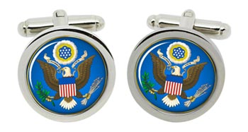 United States Great Seal Reverse (All Seeing Eye) Cufflinks in Chrome Box