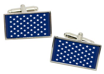 United States Union Jack Flag Cufflinks in Chrome Box