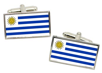 Uruguay Flag Cufflinks in Chrome Box