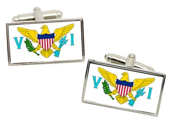 US Virgin Islands Flag Cufflinks in Chrome Box