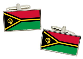Vanuatu Flag Cufflinks in Chrome Box