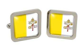 Vatican City Square Cufflinks in Chrome Box