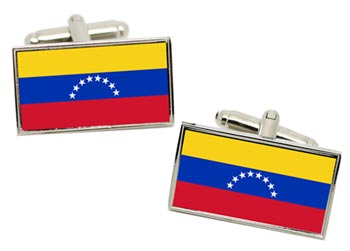 Venezuela Flag Cufflinks in Chrome Box