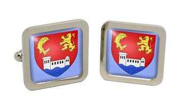 Villeurbanne (France) Square Cufflinks in Chrome Box