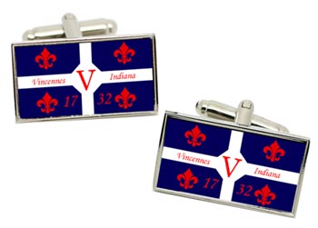 Vincennes IN (USA) Flag Cufflinks in Chrome Box