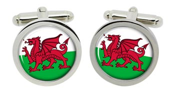 Welsh Coat of arms Cufflinks in Chrome Box