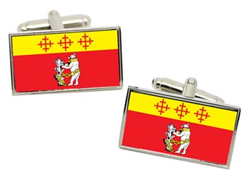 Warwickshire (England) Flag Cufflinks in Chrome Box