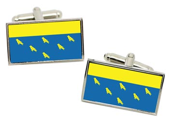 West Sussex (England) Flag Cufflinks in Chrome Box