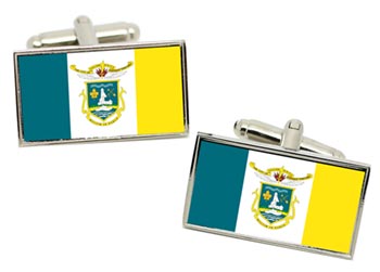 Yellowknife (Canada) Flag Cufflinks in Chrome Box