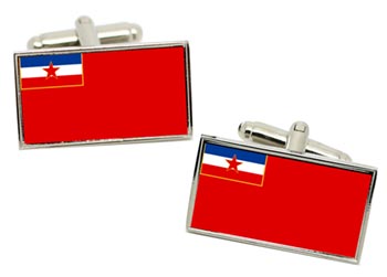 Yugoslavia (Bosnia and Herzegovina) Flag Cufflinks in Chrome Box