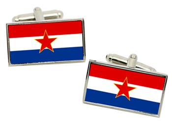 Yugoslavia (Croatia) Flag Cufflinks in Chrome Box